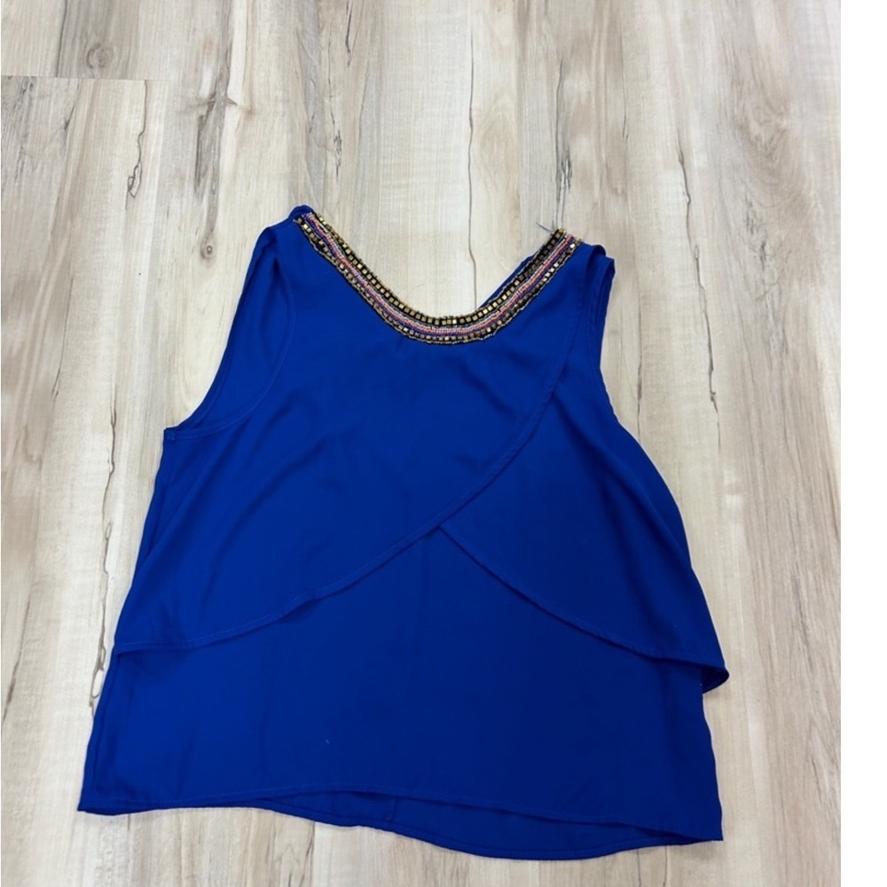 Auditions Royal Blue Beaded Neckline Tank